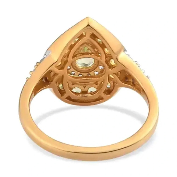 *RARE* Yellow-Green Chrysoberyl & Zircon Double Halo Ring. - Picture 10 of 11